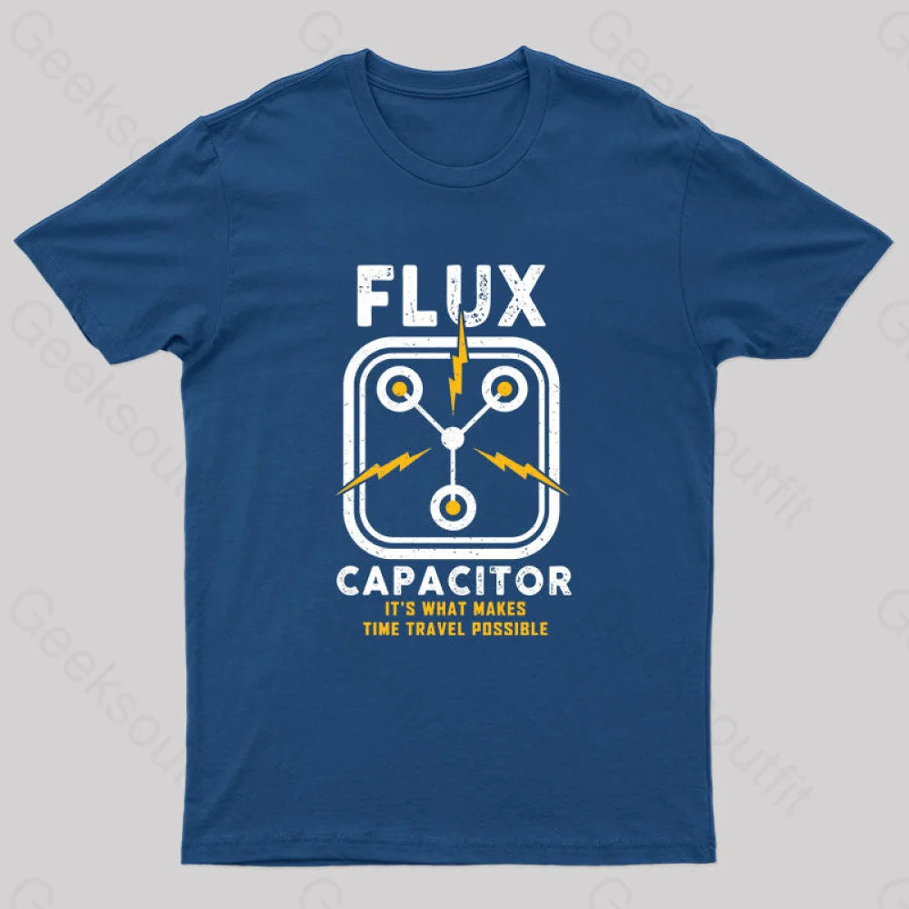 Flux Capacitor A Journey Through Time Classic Nerd T-Shirt Navy / S Yc