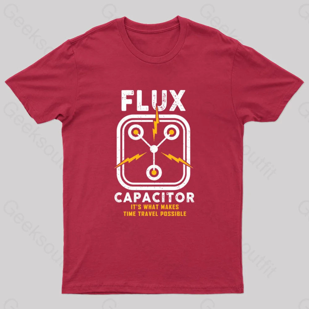 Flux Capacitor A Journey Through Time Classic Nerd T-Shirt Red / S Yc