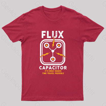 Flux Capacitor A Journey Through Time Classic Nerd T-Shirt Red / S Yc