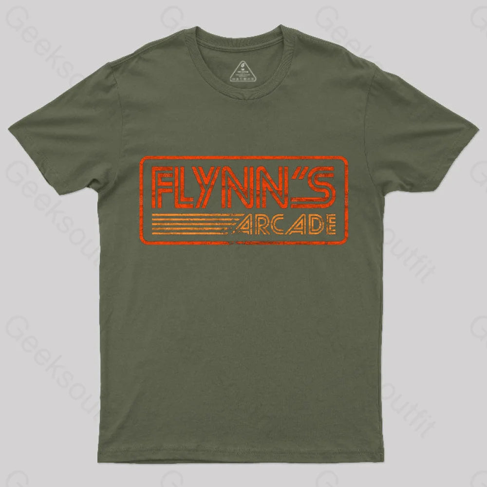 Flynn’s Arcade 80S Retro T-Shirt Army Green / S