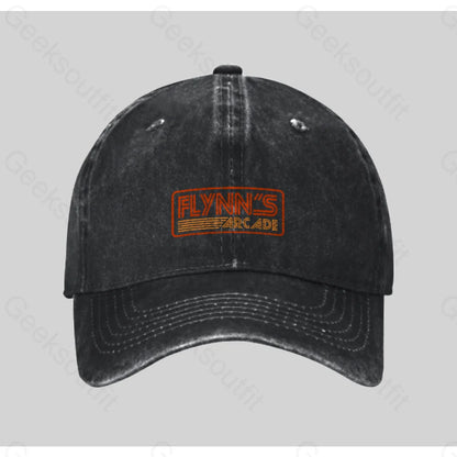 Flynn’s Arcade 80S Retro Washed Vintage Baseball Cap Black