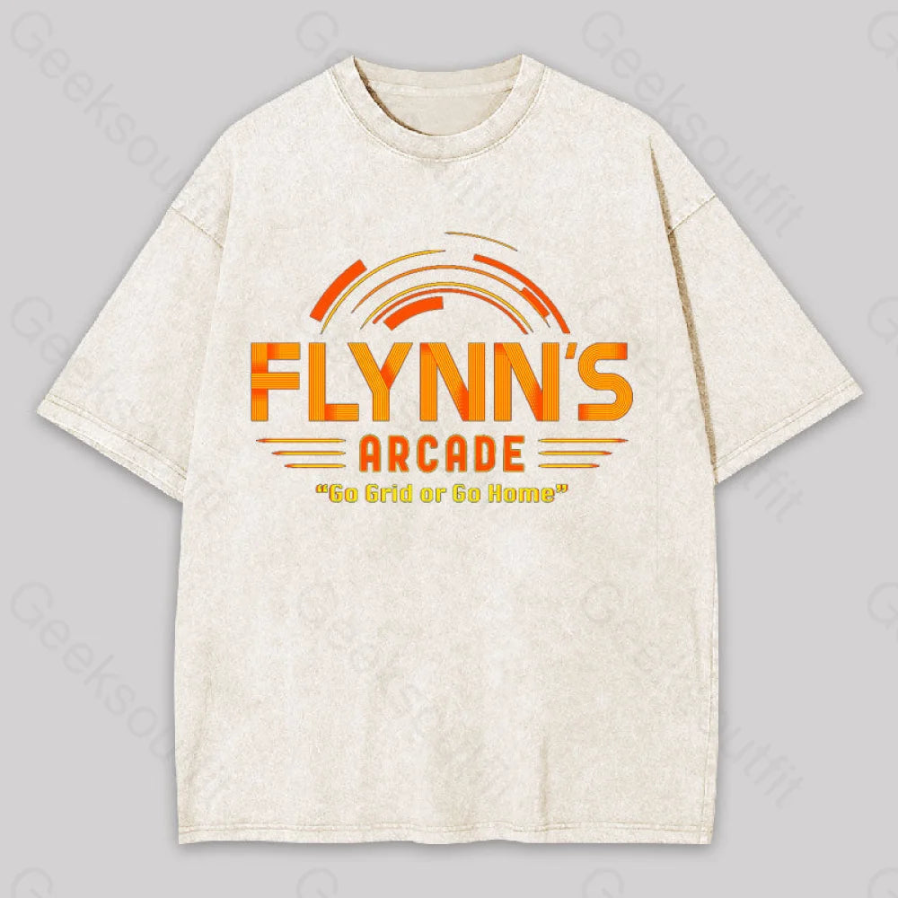 Flynn’s Arcade Go Grid Or Home Washed T-Shirt Apricot / S