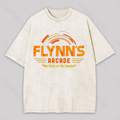 Flynn’s Arcade Go Grid Or Home Washed T-Shirt Apricot / S