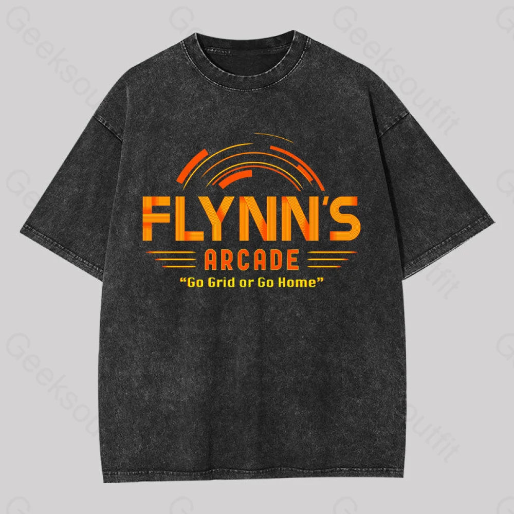 Flynn’s Arcade Go Grid Or Home Washed T-Shirt Black / S