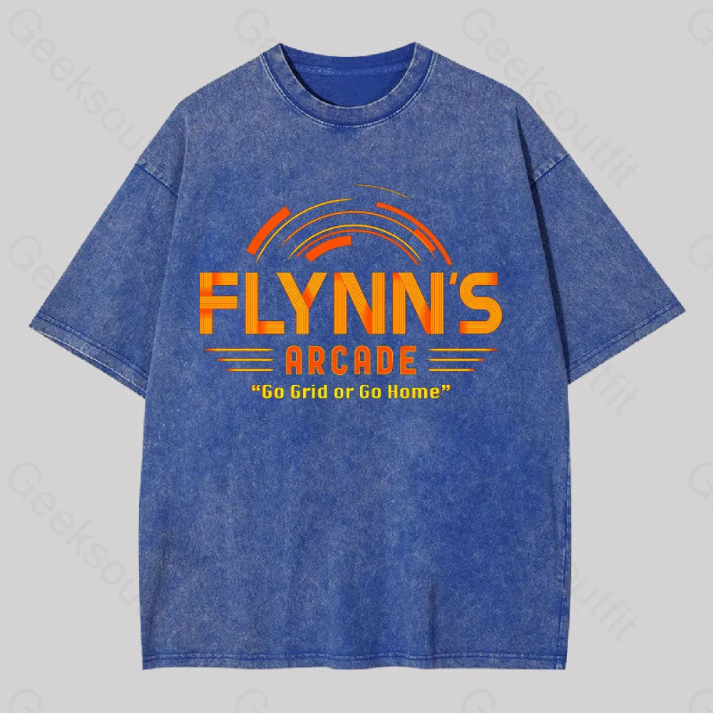 Flynn’s Arcade Go Grid Or Home Washed T-Shirt Blue / S