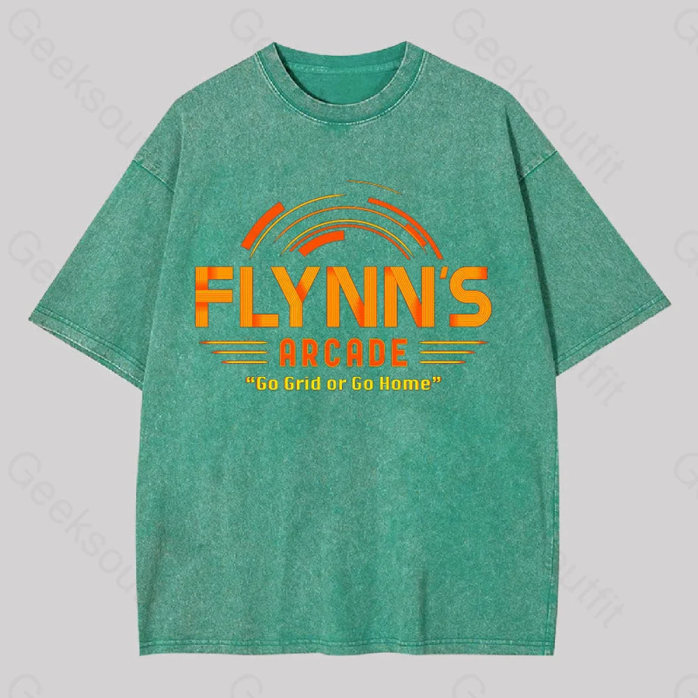 Flynn’s Arcade Go Grid Or Home Washed T-Shirt Grass Green / S