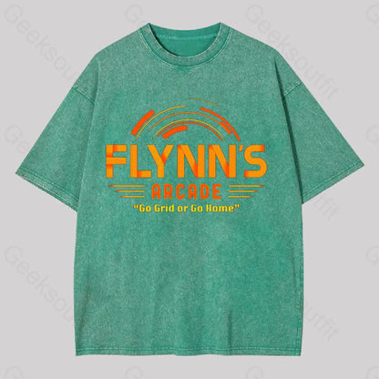 Flynn’s Arcade Go Grid Or Home Washed T-Shirt Grass Green / S