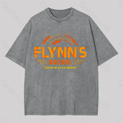 Flynn’s Arcade Go Grid Or Home Washed T-Shirt Grey / S