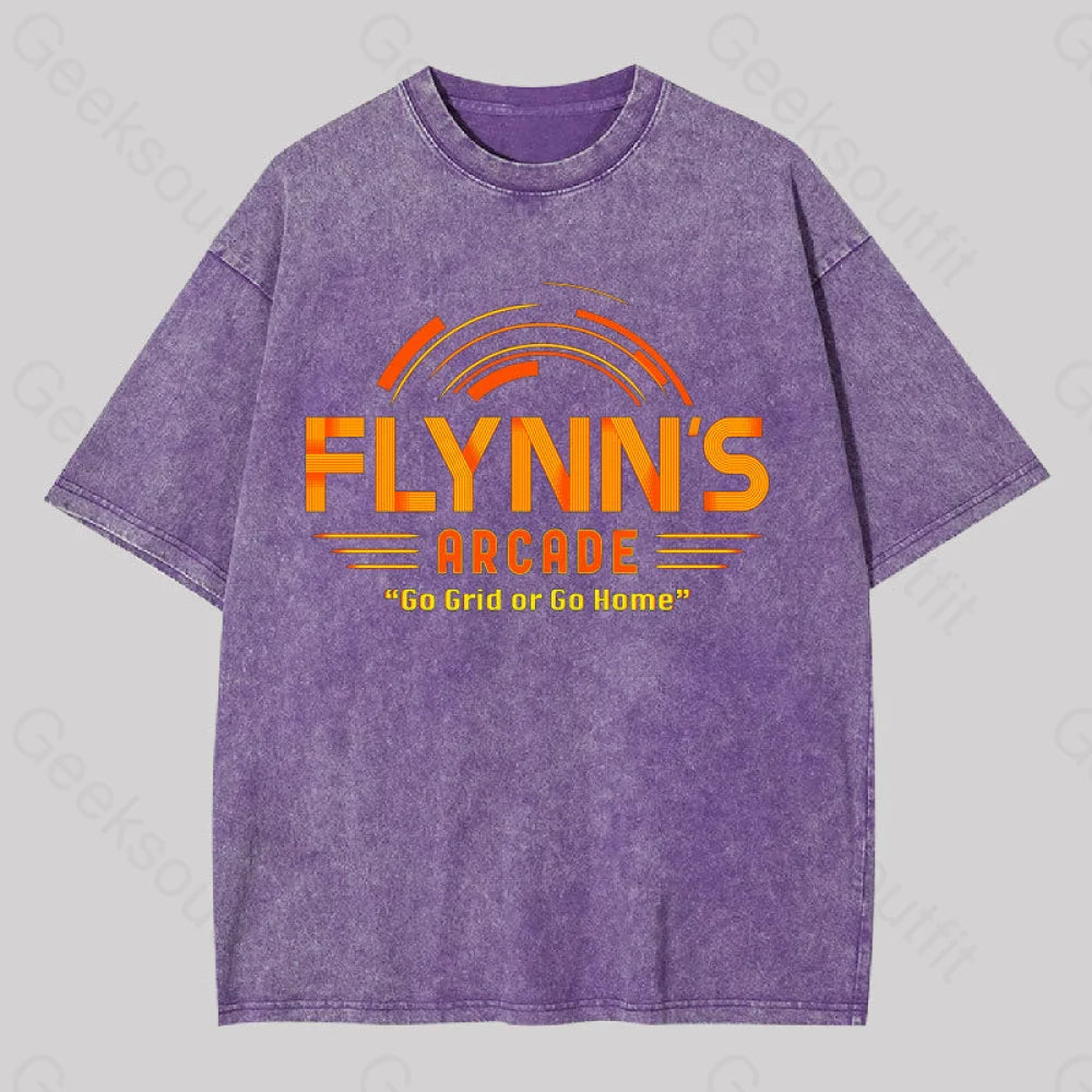 Flynn’s Arcade Go Grid Or Home Washed T-Shirt Purple / S