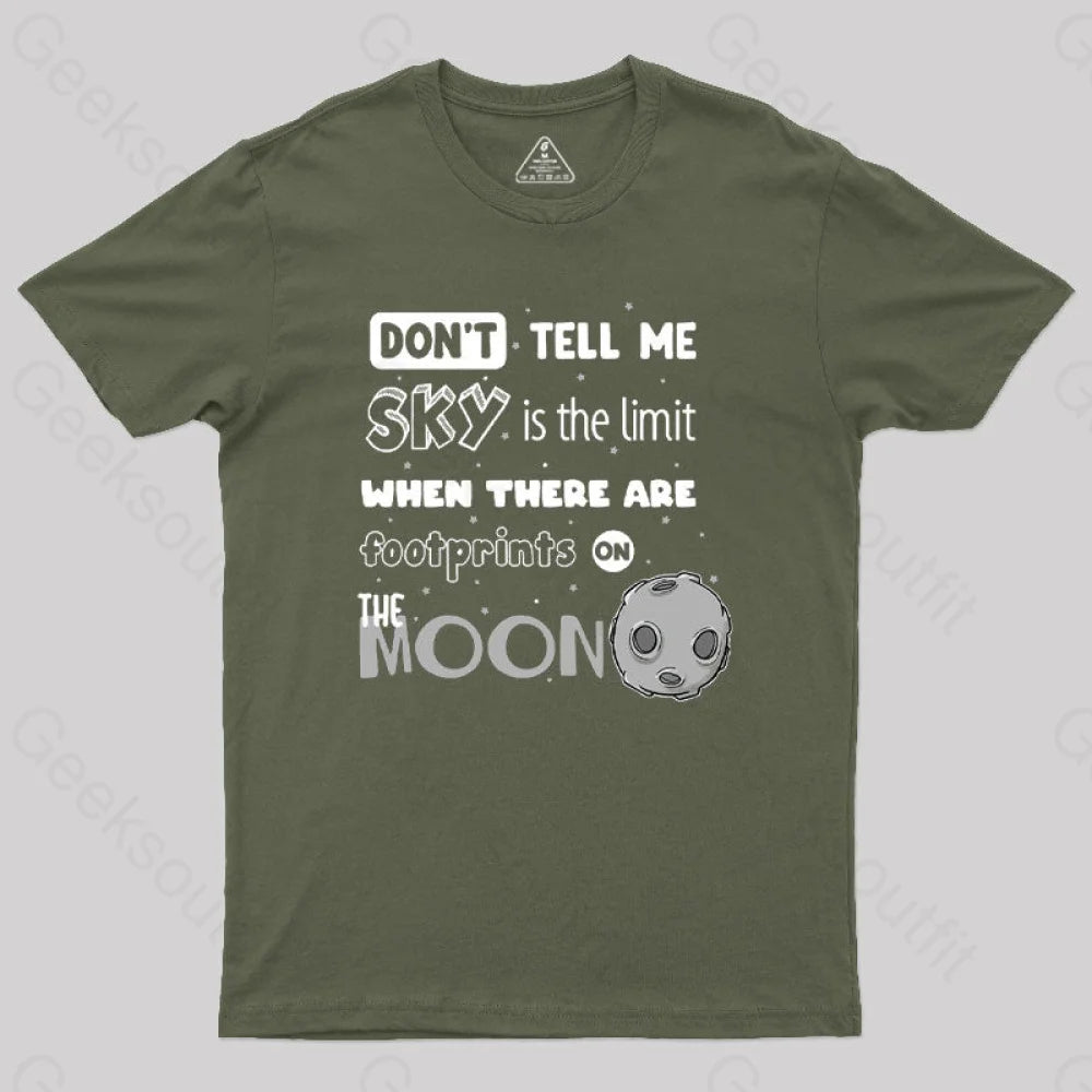 Footprints On The Moon Geek T-Shirt Army Green / S