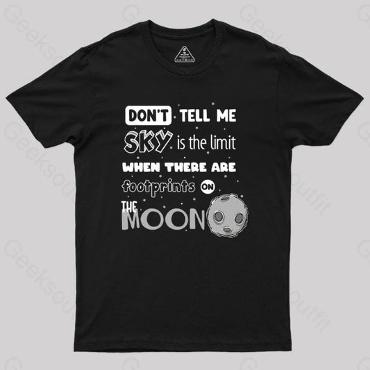 Footprints On The Moon Geek T-Shirt Black / S