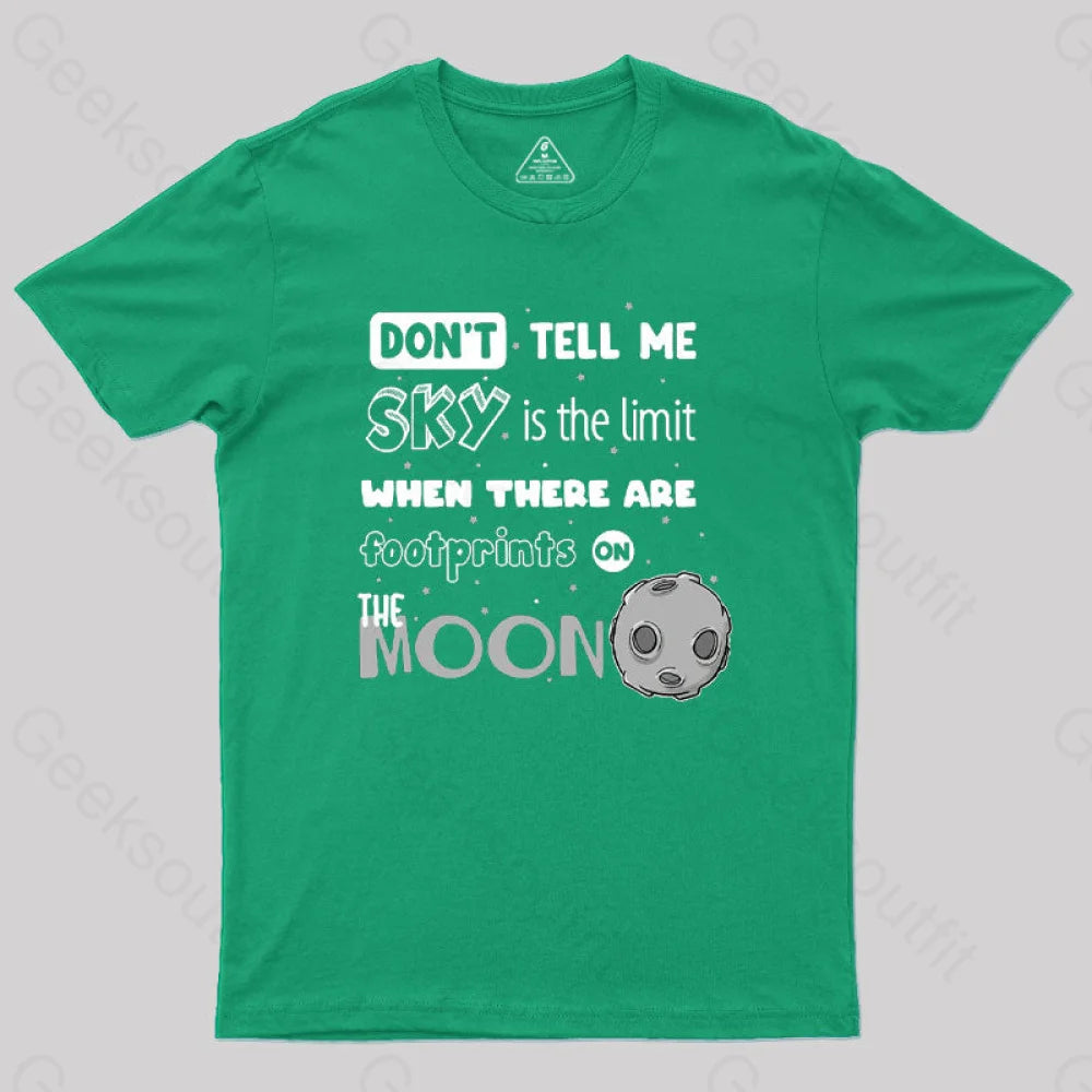 Footprints On The Moon Geek T-Shirt Green / S