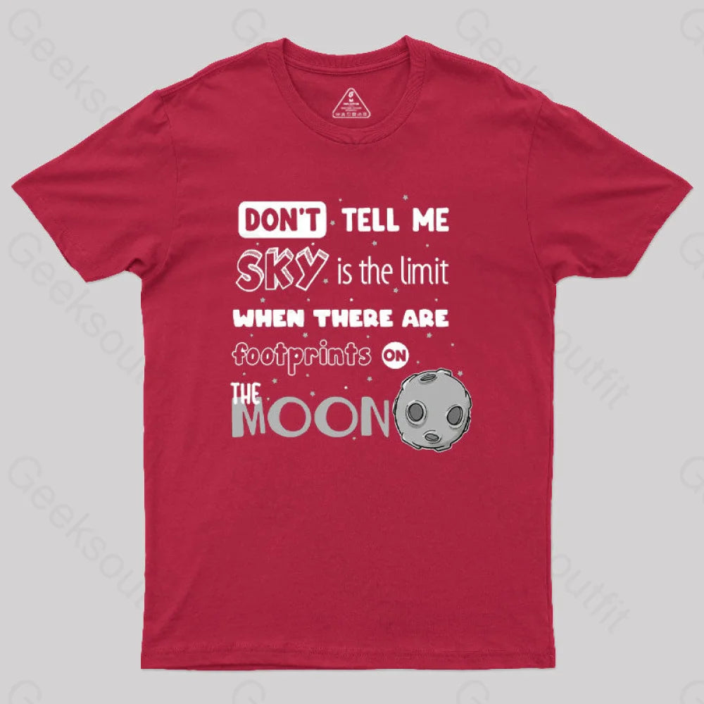 Footprints On The Moon Geek T-Shirt Red / S