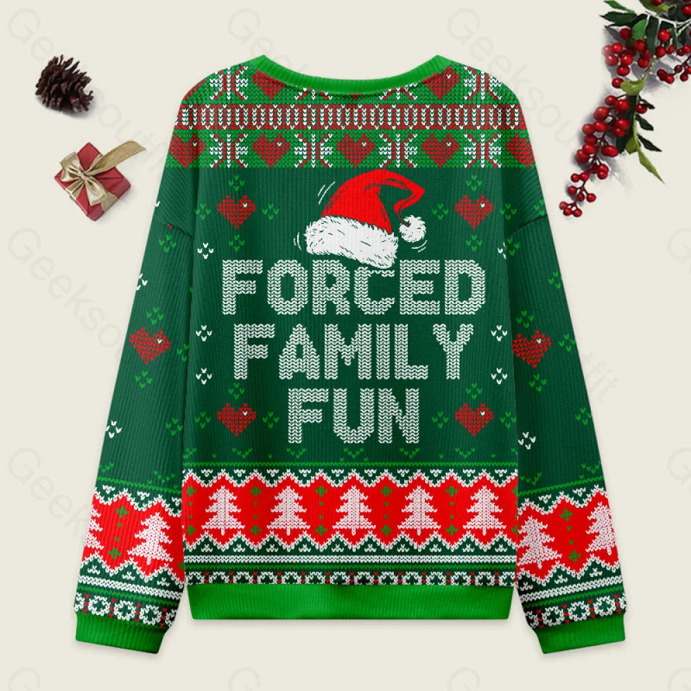 Forced Family Fun Sarcastic Ugly Christmas Sweater Men’s Style-S