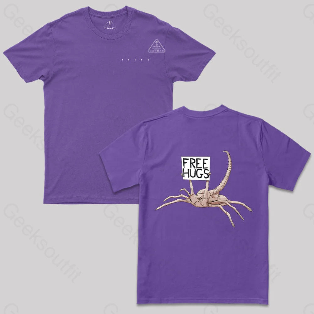 Free Hugs Alien T-Shirt Purple / S