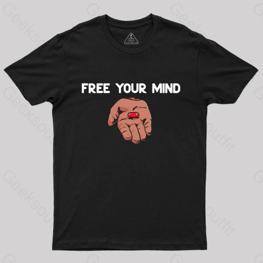 Free Your Mind Take The Red Pill Escape Rat Race T-Shirt Black / S