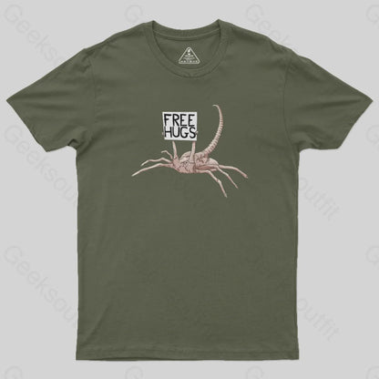 Freehugs-Alien Xenomorph T-Shirt Army Green / S Yc