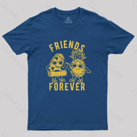 Friends Forever Pizza And Pineapple T-Shirt Navy / S