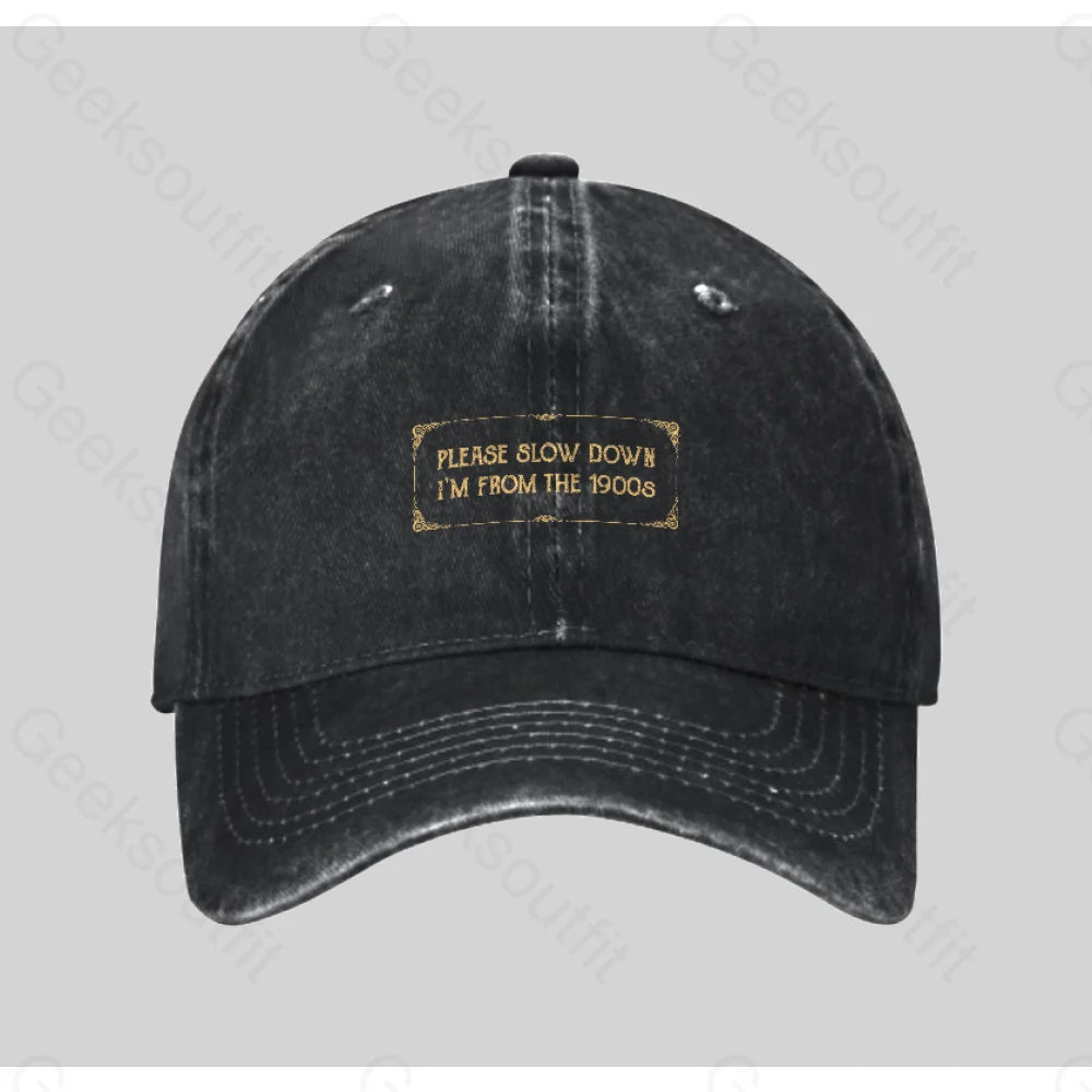 From The 1900S Washed Vintage Baseball Cap Black