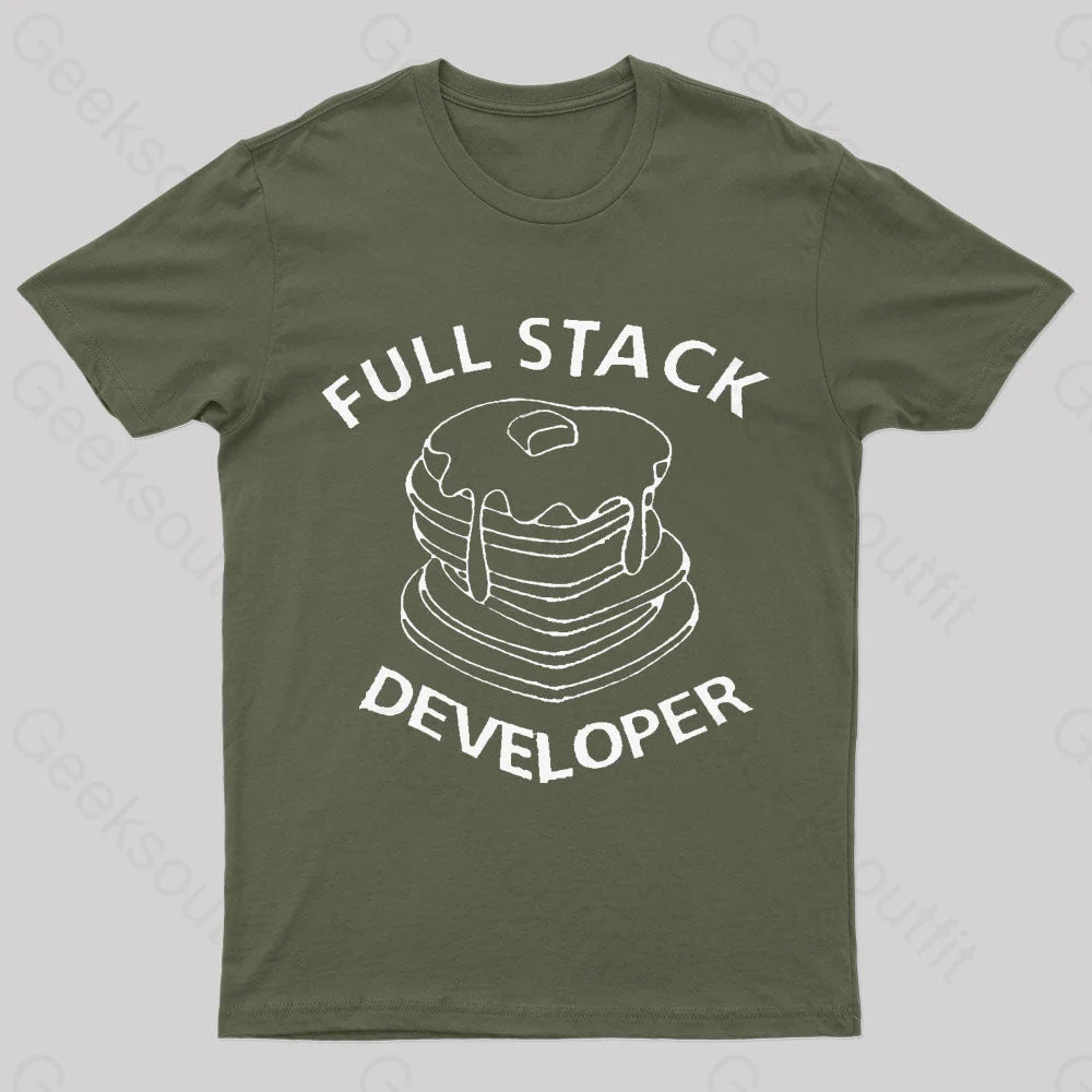 Full Stack Developer Nerd T-Shirt Army Green / S