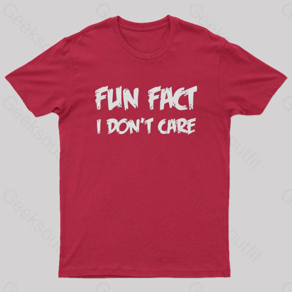 Fun Fact I Don’t Care Nerd T-Shirt Red / S