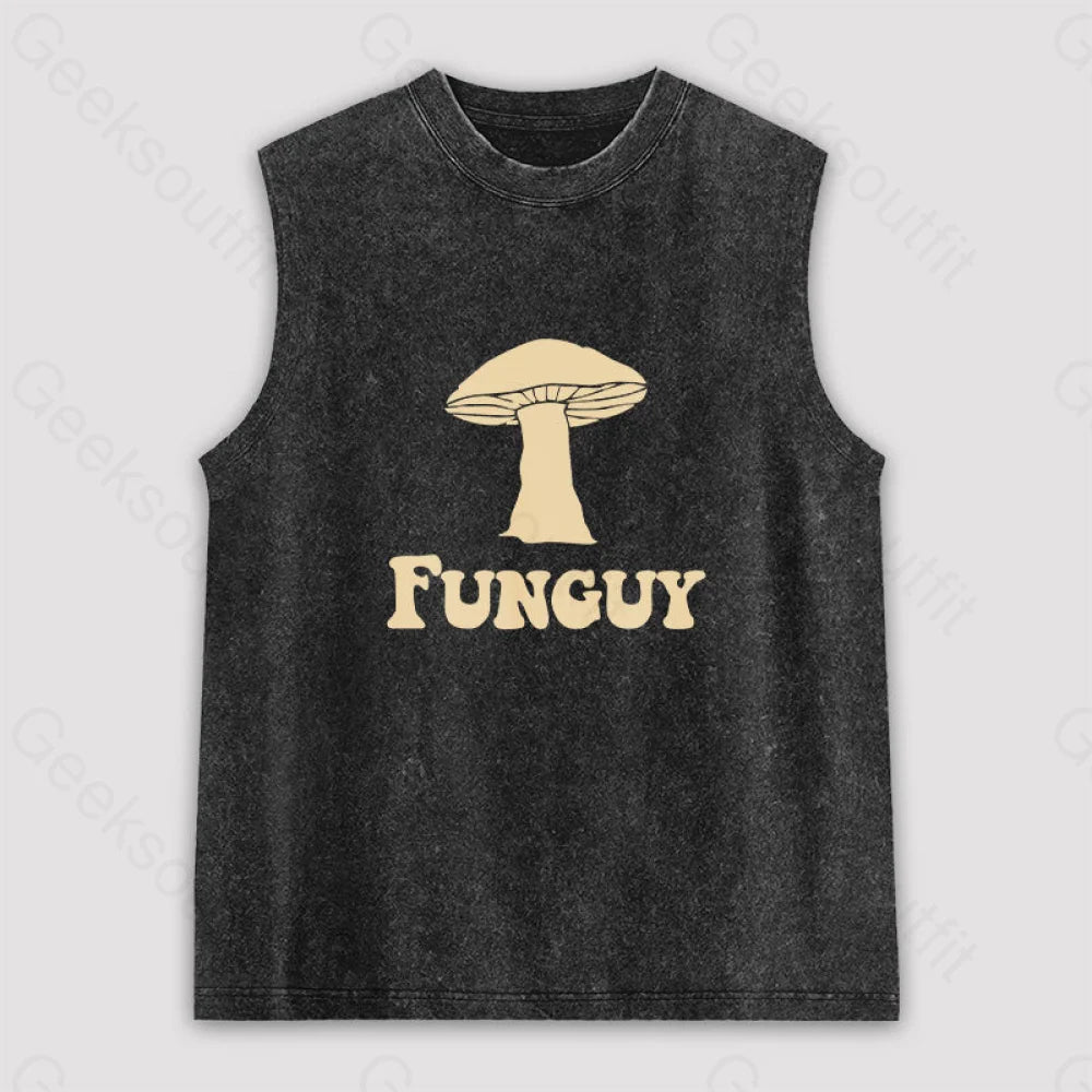 Fungi Fun Guy Unisex Washed Tank Black / S