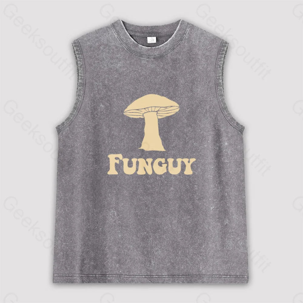 Fungi Fun Guy Unisex Washed Tank Grey / S