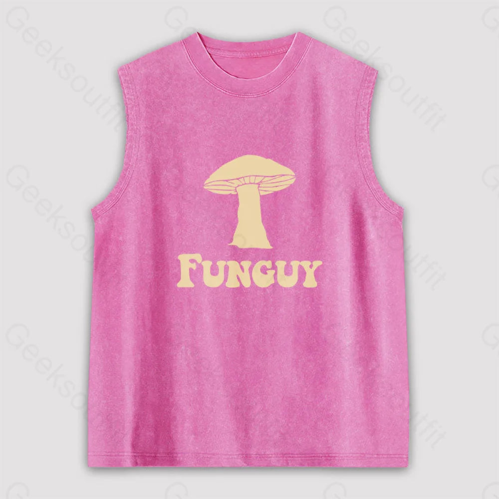 Fungi Fun Guy Unisex Washed Tank Pink / S