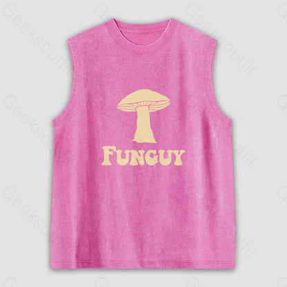 Fungi Fun Guy Unisex Washed Tank Pink / S