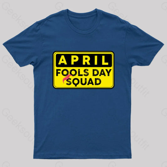 Funny April Fool’s Day Squad Nerd T-Shirt Navy / S