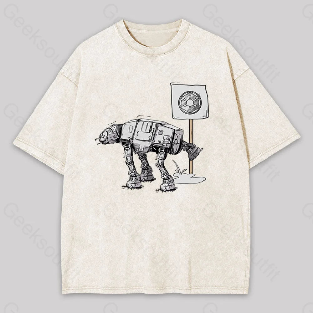 Funny At-At Geek Washed T-Shirt Apricot / S