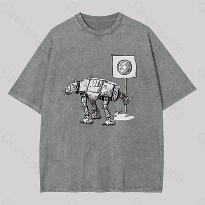 Funny At-At Geek Washed T-Shirt Grey / S