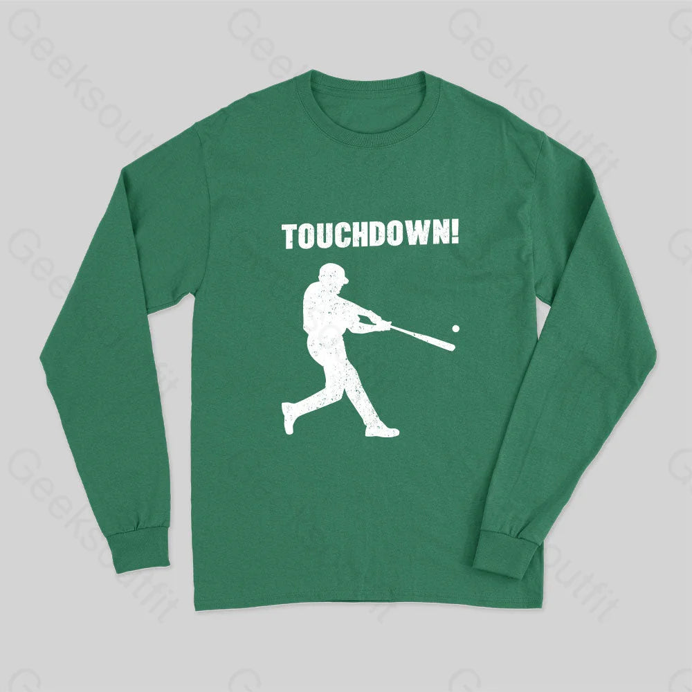 Funny Baseball Touchdown Long Sleeve T-Shirt Green / S