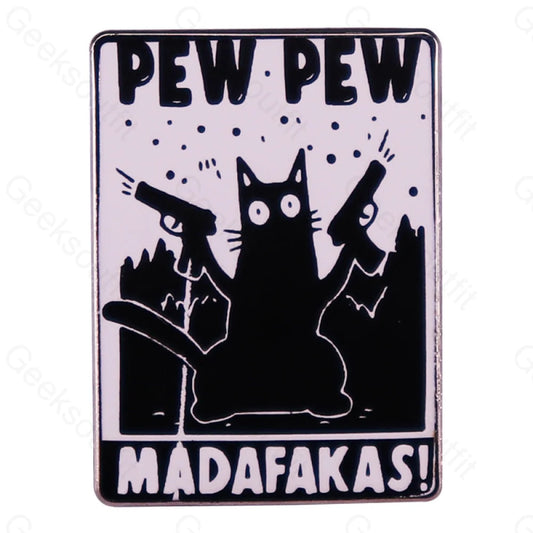 Funny Black Cat Shooter Pins Pew