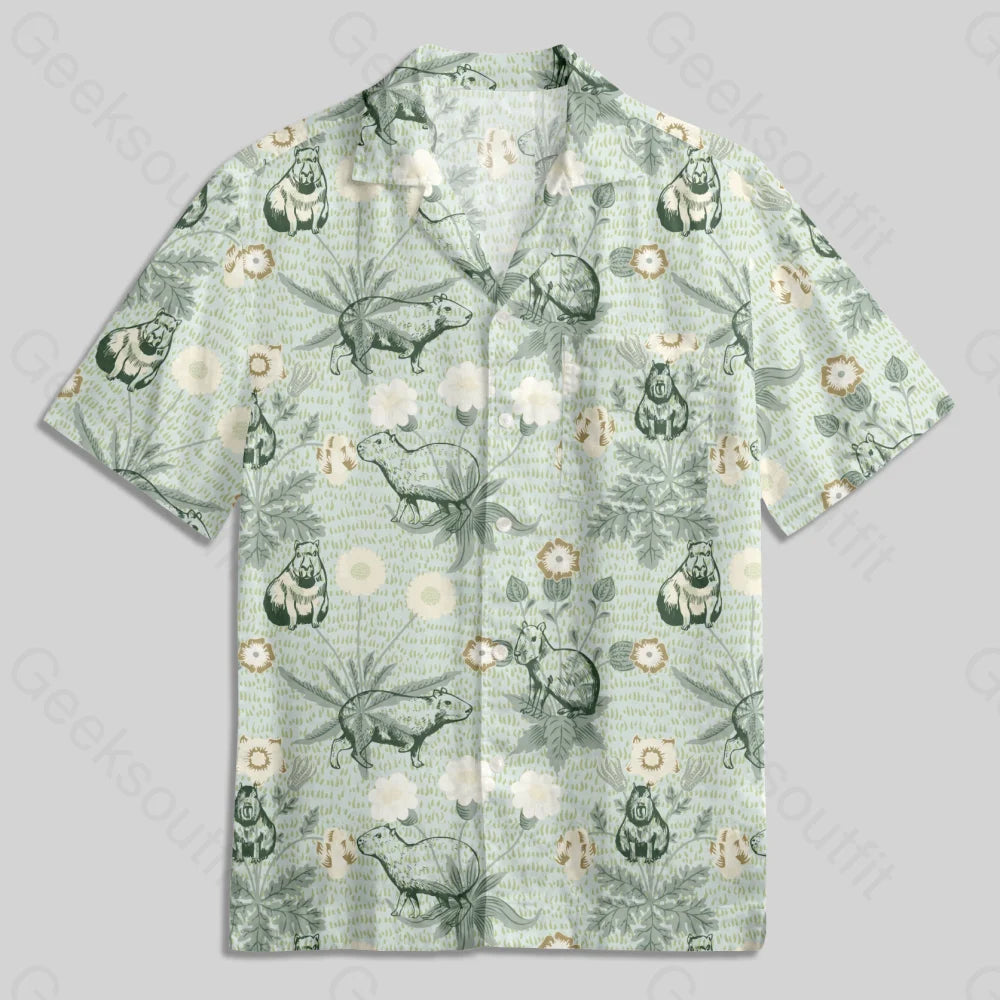 Funny Capybara Button Up Pocket Shirt Hawaiian / S Bus344 Yc