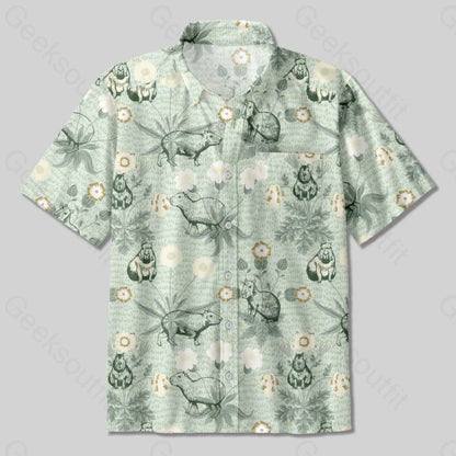 Funny Capybara Button Up Pocket Shirt - Geeksoutfit