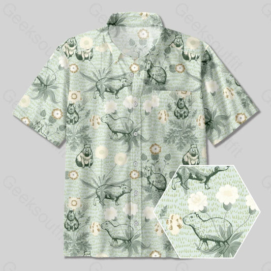 Funny Capybara Button Up Pocket Shirt - Geeksoutfit