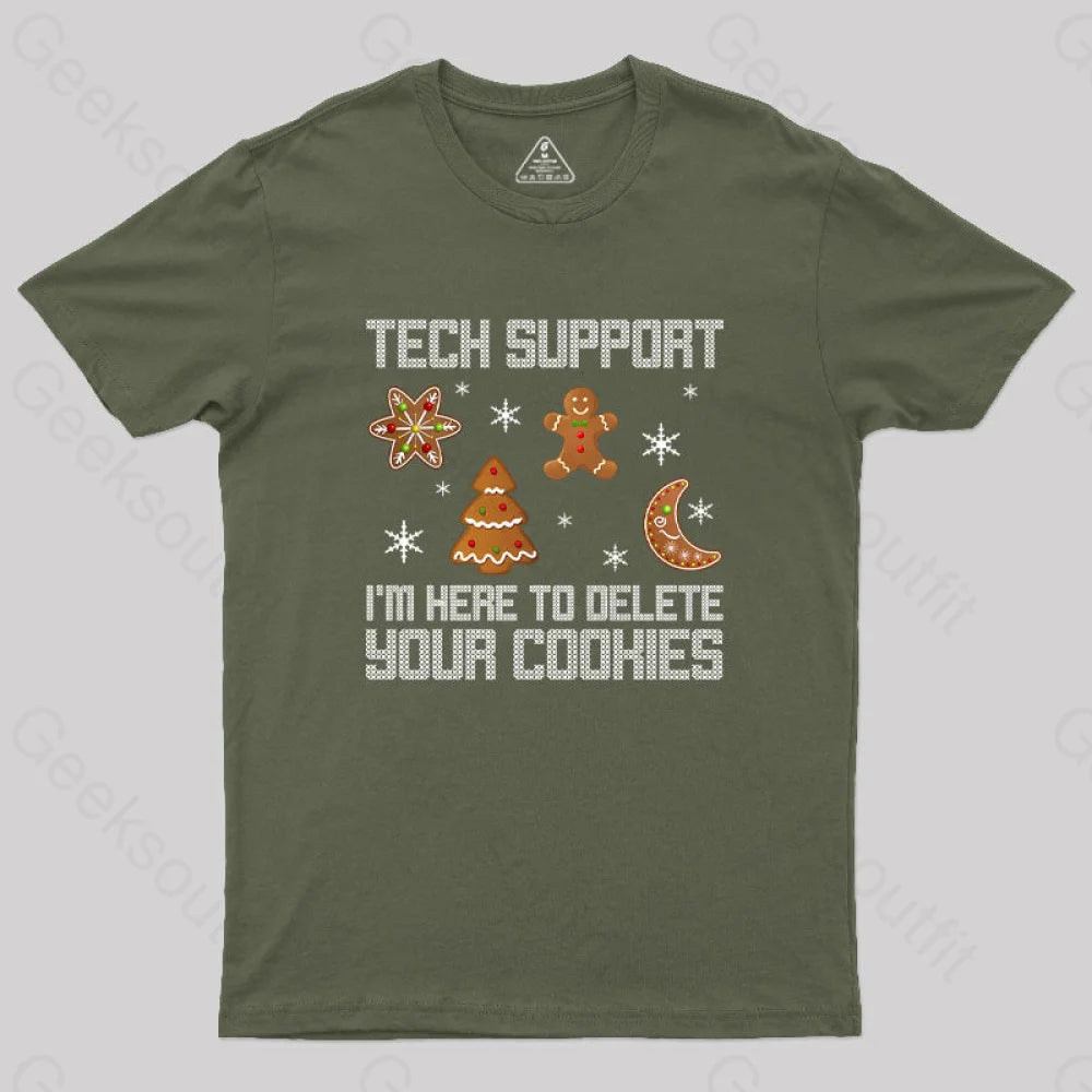 Funny Christmas Tech Support Computer Programmer Geek T-Shirt Army Green / S