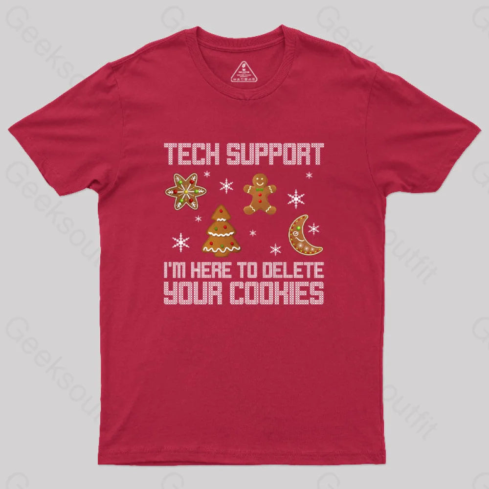 Funny Christmas Tech Support Computer Programmer Geek T-Shirt Red / S