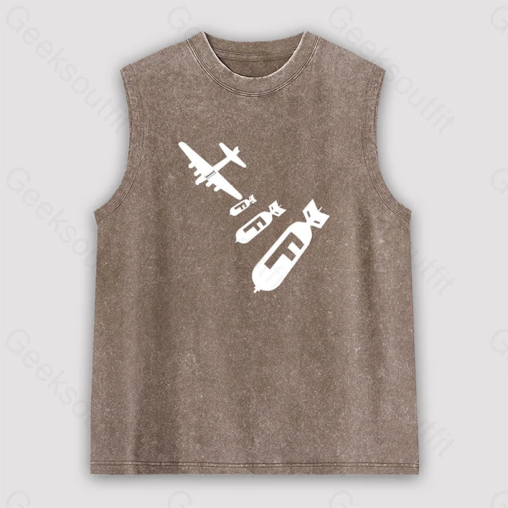 Funny - Dropping F Bombs Unisex Washed Tank Brown / S