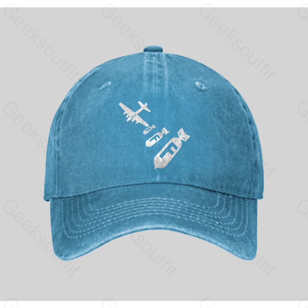 Funny - Dropping F Bombs Washed Vintage Baseball Cap Blue