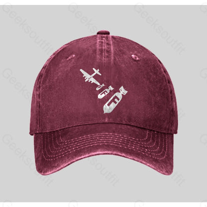 Funny - Dropping F Bombs Washed Vintage Baseball Cap Red