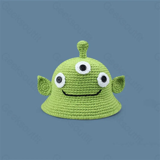 Funny Green Three-Eyed Monster Hat