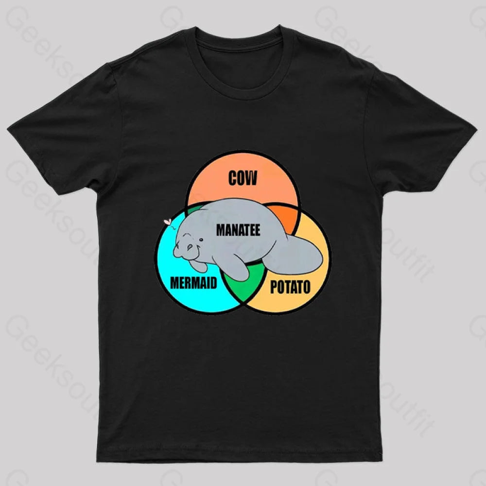 Funny Manatee Nerd T-Shirt Black / S