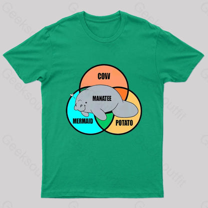 Funny Manatee Nerd T-Shirt Green / S