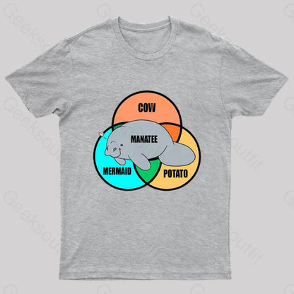 Funny Manatee Nerd T-Shirt Grey / S