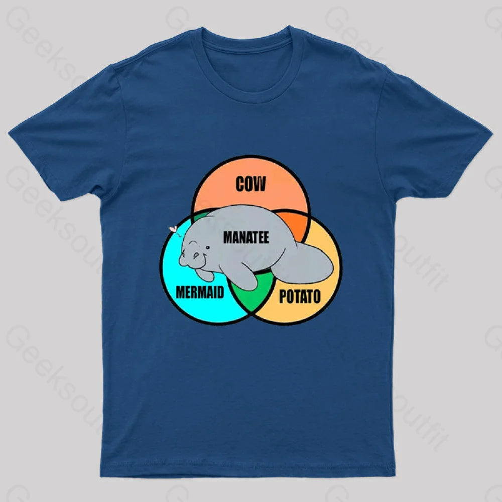 Funny Manatee Nerd T-Shirt Navy / S