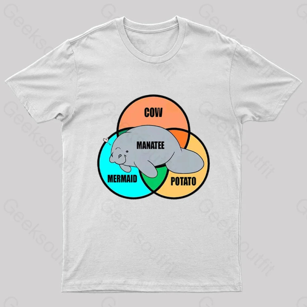 Funny Manatee Nerd T-Shirt White / S