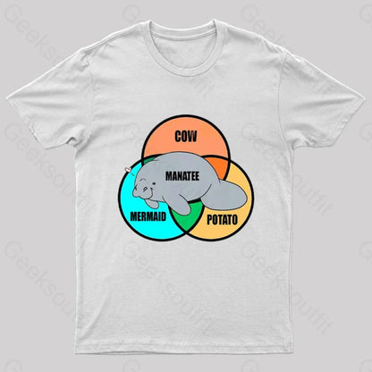 Funny Manatee Nerd T-Shirt White / S