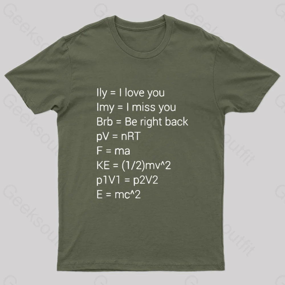 Funny Math Formula Nerd T-Shirt Army Green / S